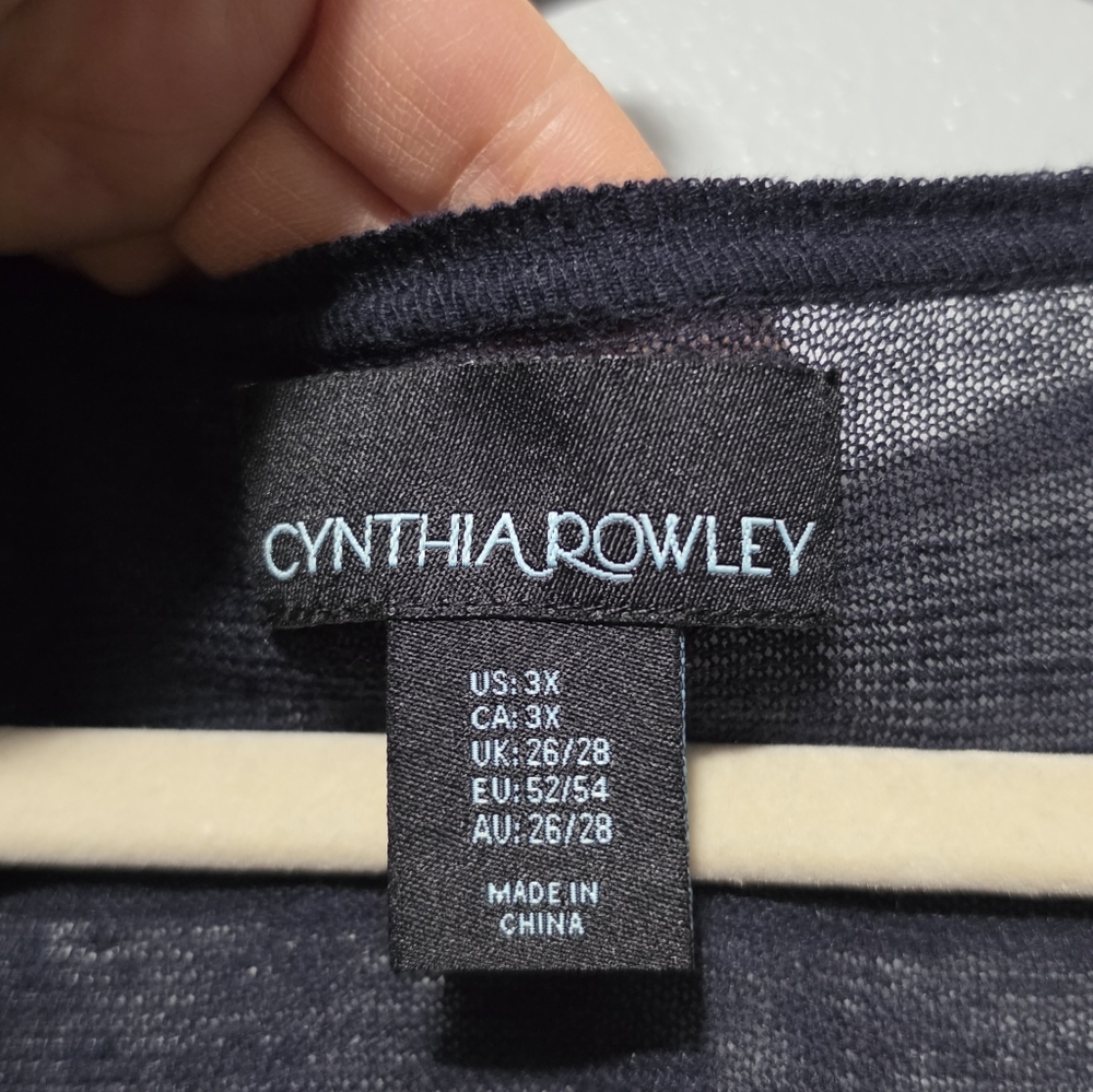 CYNTHIA ROWLEY Cardigan Womens Plus 3X Black Linen Viscose Quiet Luxury Resort - Picture 3 of 7